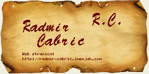 Radmir Čabrić vizit kartica